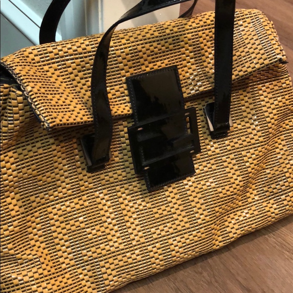 FENDI Woven Patent Leather Forever Large Tote Bag